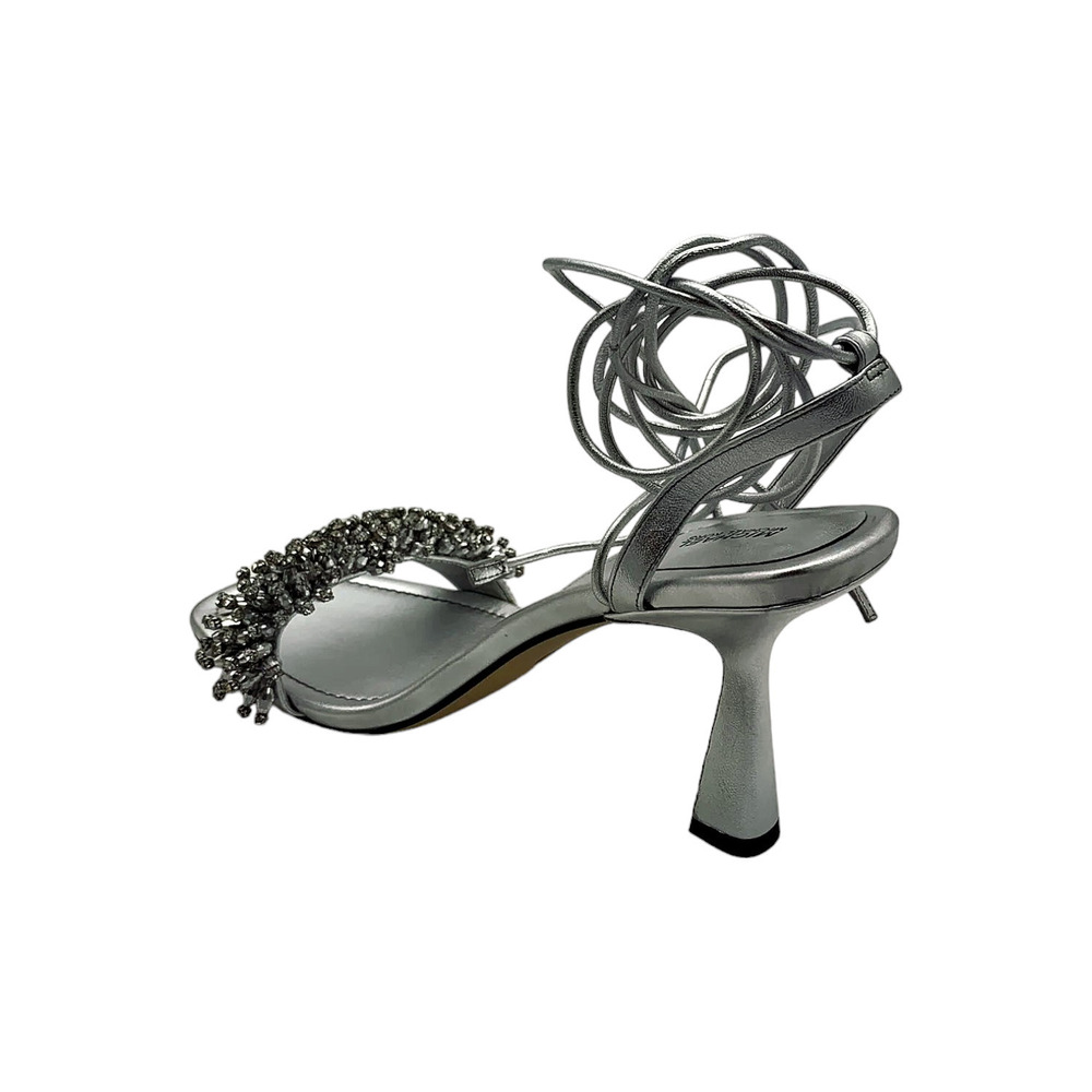Michael Kors Women's Lucia Embellished Leather Sandal Silver - Medium - Picture 3 of 3